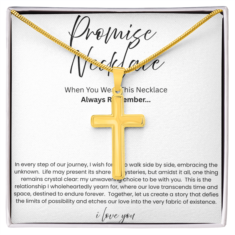 Artisan Cross Necklace with Snake Chain - Promise Necklace